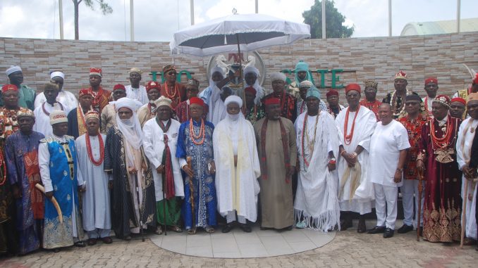 SULTAN OF SOKOTO, ONI OF IFE, OBI OF ONITSHA, OBONG OF CALABAR, ETSU OF NUPE, OTHERS, IN IMO FOR POST-ELECTION PEACE SUMMIT